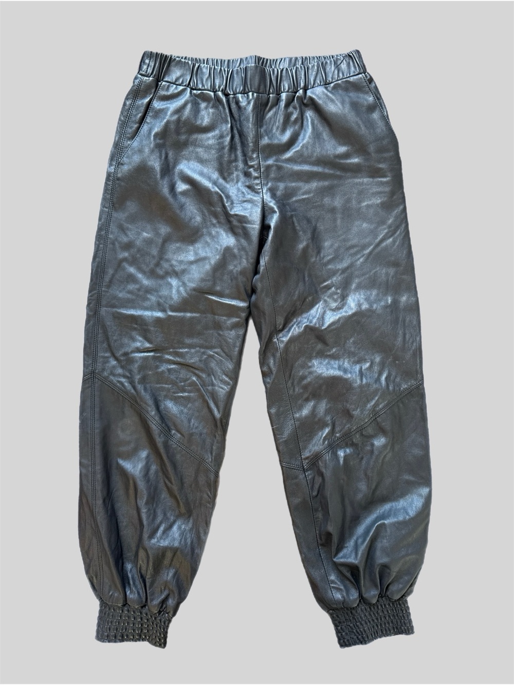 Alice + Olivia Black 100% Leather Jogger Pants